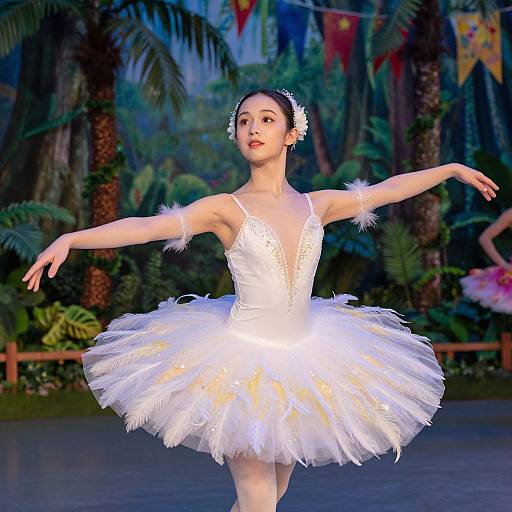 Vibrant Carnival Ballerina in Rainforest