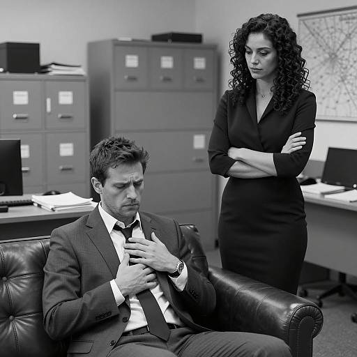 Emotional Office Tension in Black and White