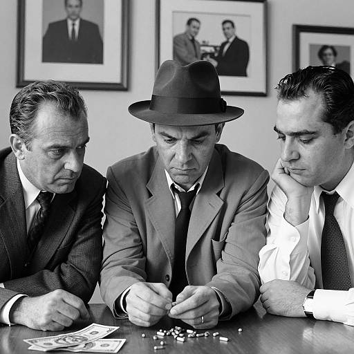 Vintage Black-and-White Business Meeting