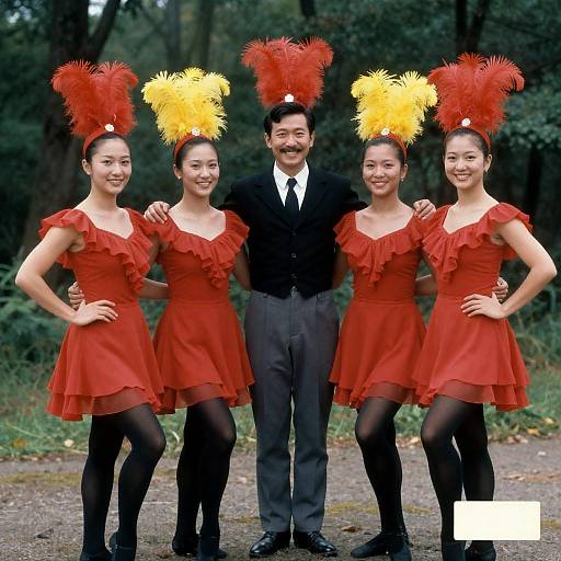 Vintage Dance Ensemble with Feathered Hats