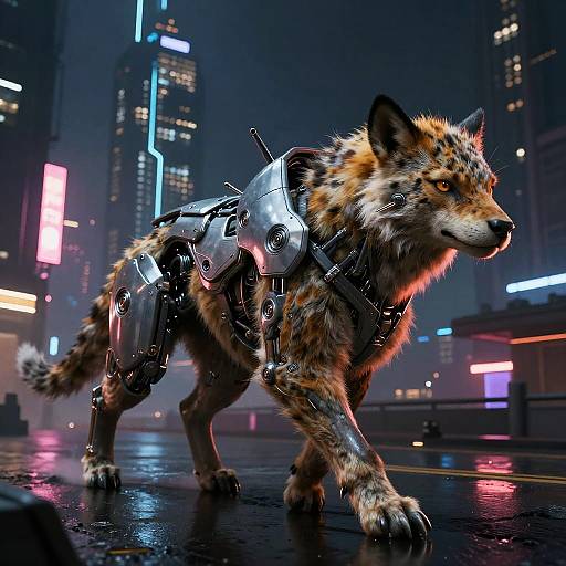 Cyberpunk AI Animal in Neon Night