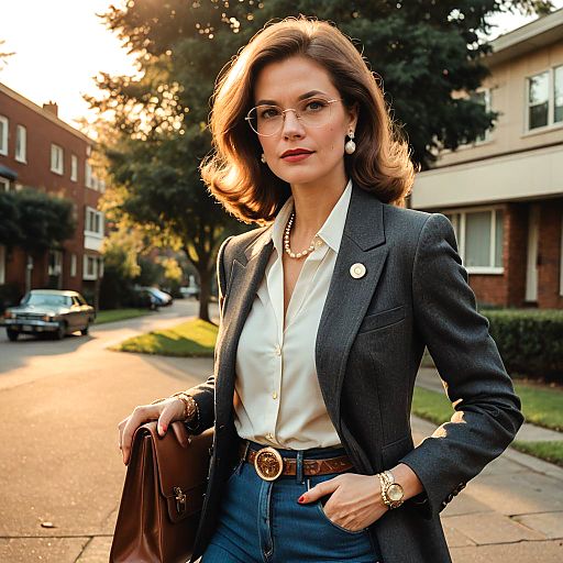 Vintage 1970s Fashion: Confident Businesswoman Vintage 1970s Fashion: Confident Businesswoman