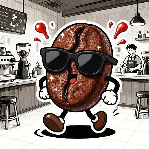 Cartoon Jazzy Coffee Bean Mascot