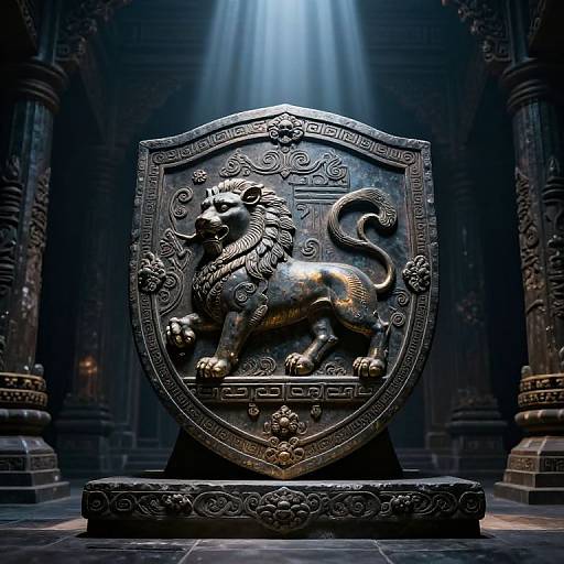 Ancient Lion Shield Artifact