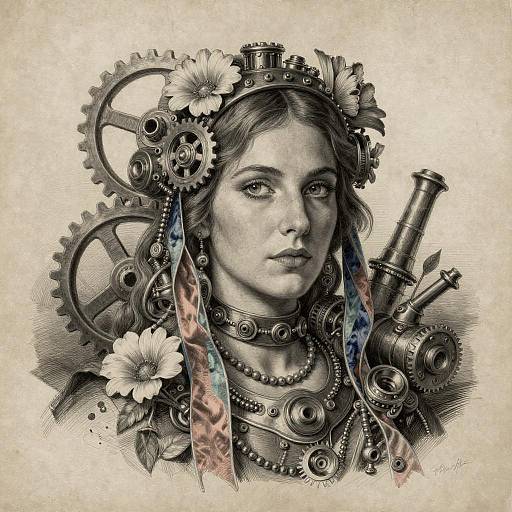 Realistic Diesel Punk Portrait with Flora