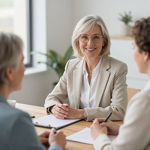 Smiling Older Woman at Retirement Meeting