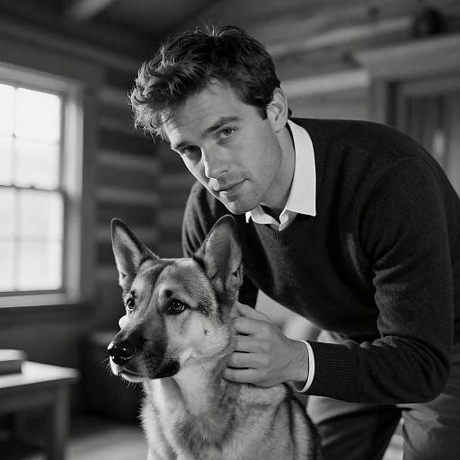 Intense Bond: Man and Dog in Nature