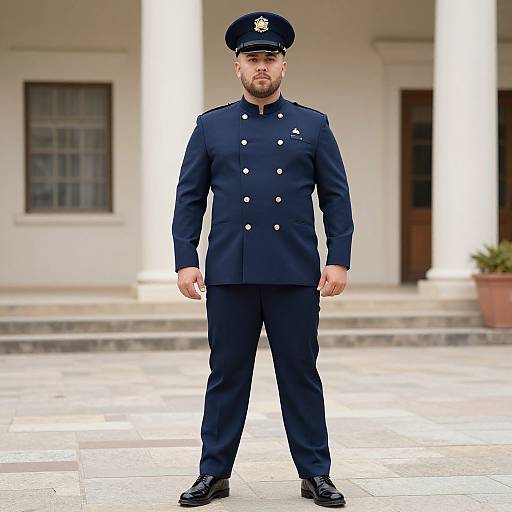 Plus Size Man in Navy Uniform