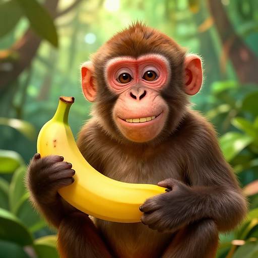 Clever Monkey with Banana Smile