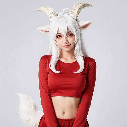 White-Haired Goat Furry in Red Shirt