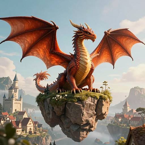 Regal Fantasy Dragon on Floating Island