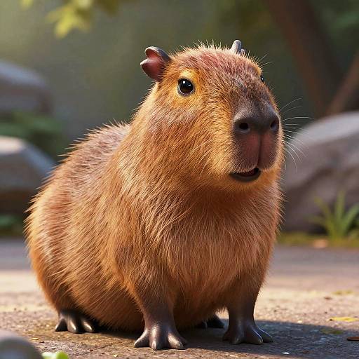 Cute Pixar Style Baby Capybara