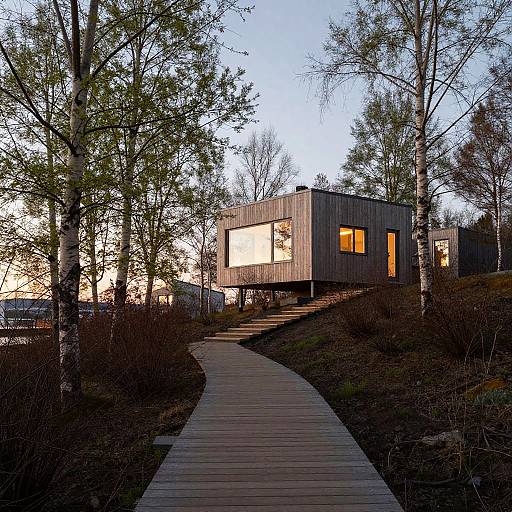 Wooden Path to Modern Nordic House