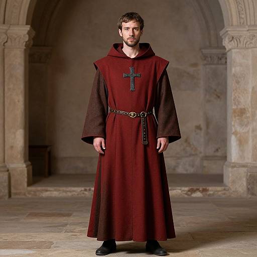 Renaissance Monk in Red and Brown Robe