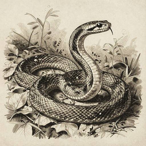Monochrome Copperhead Snake Aquatint