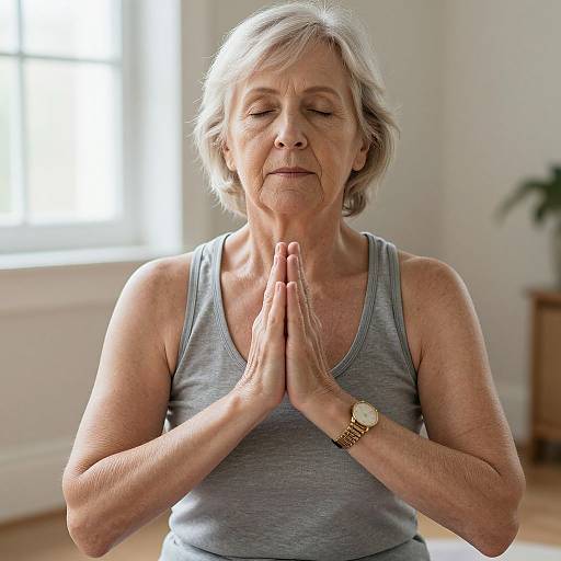 Senior Woman Meditating Indoors Calmly