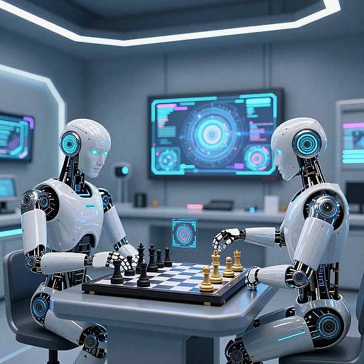 Futuristic Humanoid Robots Playing Chess