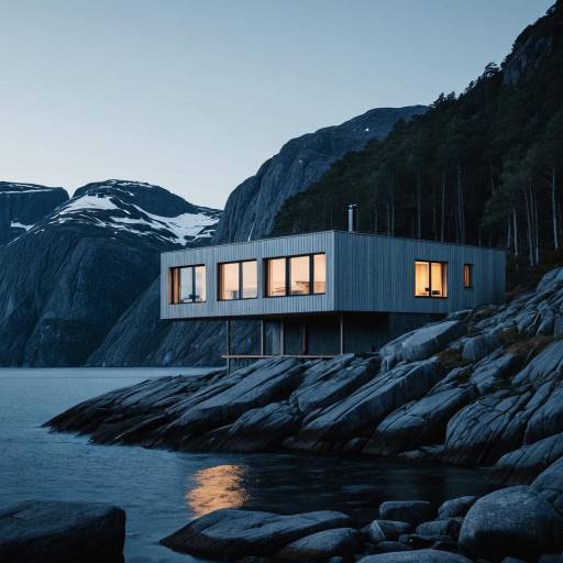 Minimalist House on Rocky Fjord Coast