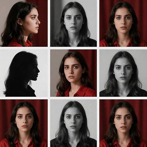 Multiple Portraits of Woman with Intense Expressions