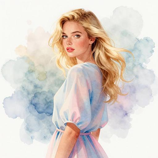 Elegant Woman in Pastel Dress