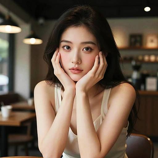 Stunning Asian Girl in Coffee Shop Portrait