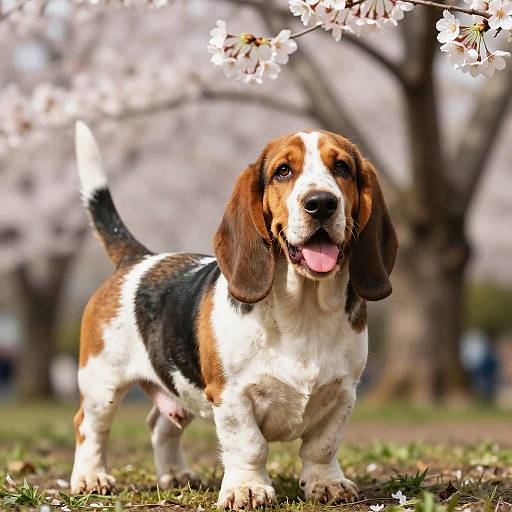 Sunlit Playful Basset Hound Puppy Portrait