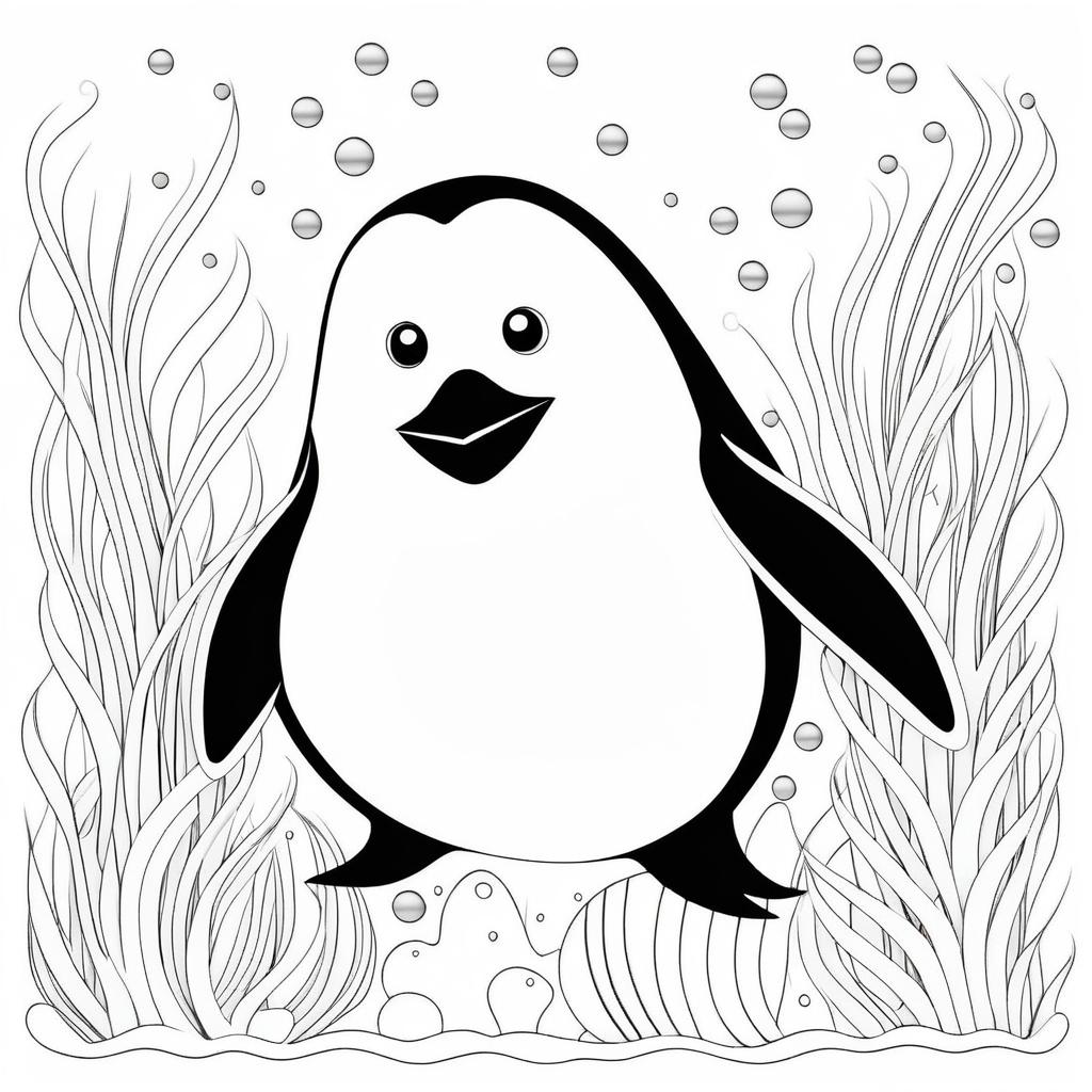 Simple Penguin Coloring Page for Kids