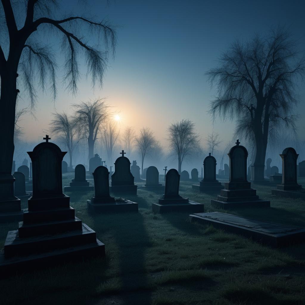 Cinematic Vampires in a Graveyard at Dawn