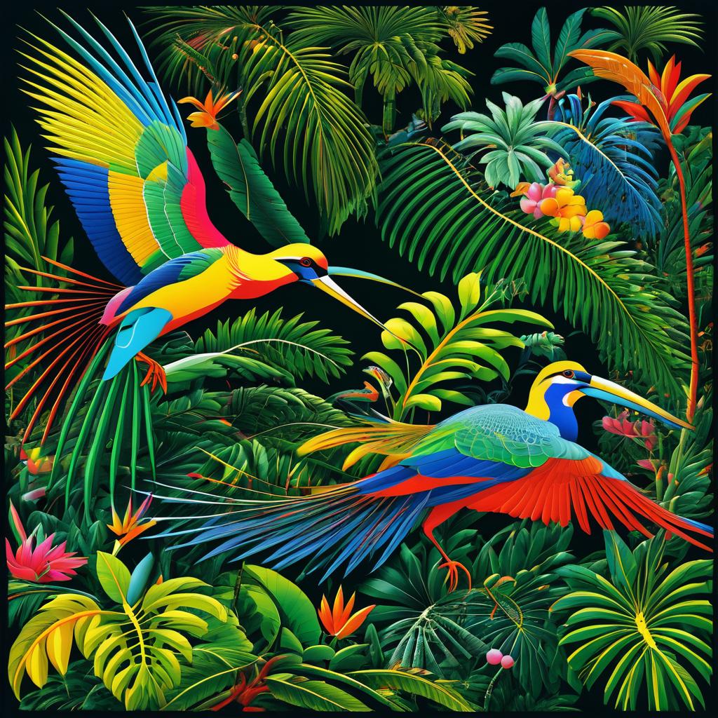 Tropical Birds in Circuitry Art