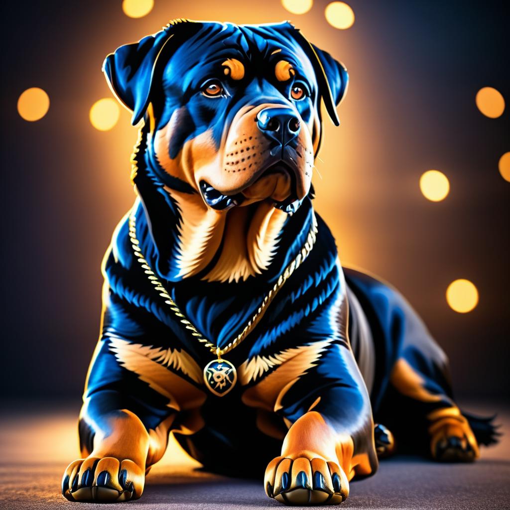 Stunning Tattooed Rottweiler in Fantasy Lighting