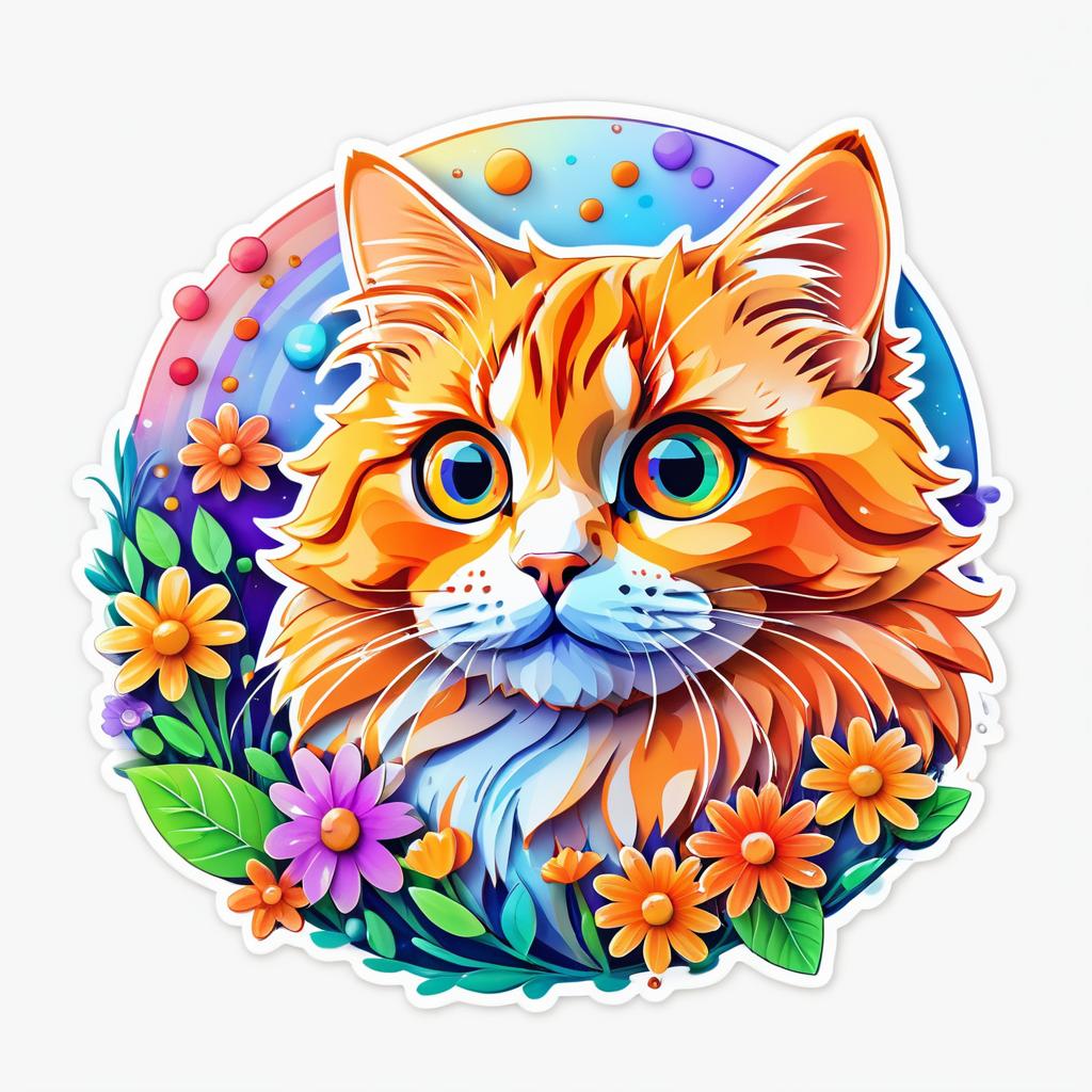 Vibrant Kawaii Cat Sticker Design