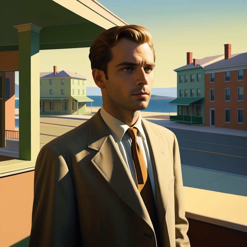 Expressive Portrait in Hopper's Style