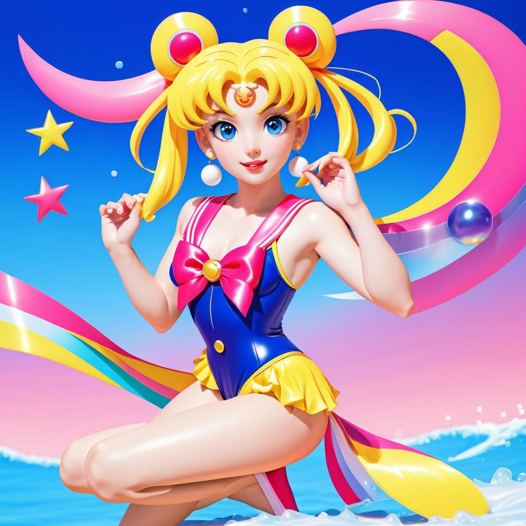 Sailor Moon in a Playful Swimsuit Style