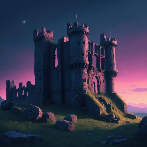 Twilight Ruins: A Nostalgic Castle Scene