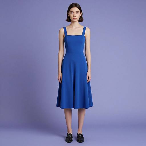 Female Model in Blue Dress