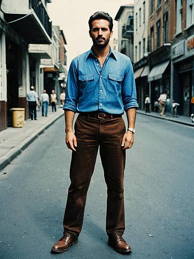 Man in Vintage Blue Shirt