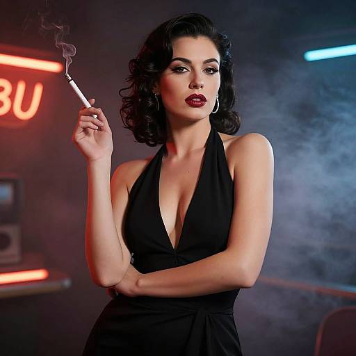 Seductive Femme Fatale in Noir Style