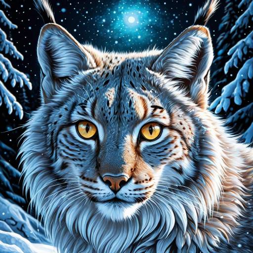 Polar Lynx with Frosty Golden Eyes
