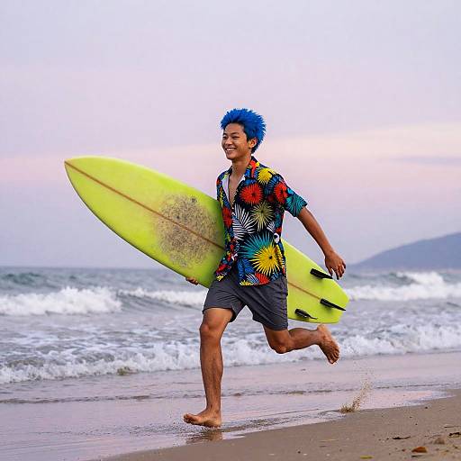 Vibrant Youth Surfing at Dawn