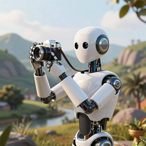 AI Robot with Vintage Camera