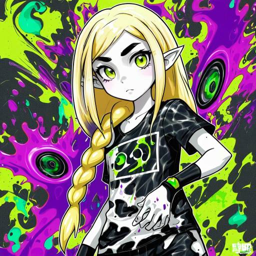 Illustration of Agent 3 (splatoon 3), splatoon (series) in the style of Emily (pure dream)
