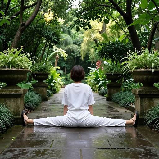 Person Doing Split on Stone Path