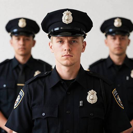 Stern Police Officer Portrait with Background