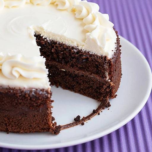 Close-Up Partially Eaten Chocolate Cake