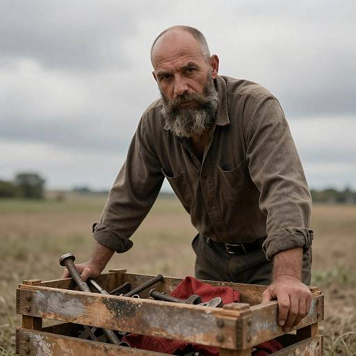 Weathered Craftsman with Rusty Tools
