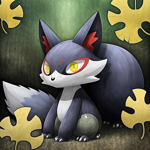 Illustration of Applin, pokemon in the style of Ginko (silver fox)