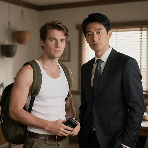 Indoor Portrait of Two Men with Contrasting Styles