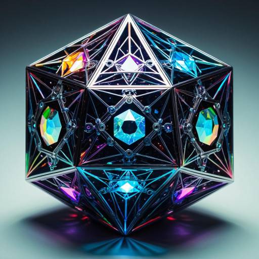 Translucent Iridescent Icosahedron with Cybernetic Eyes