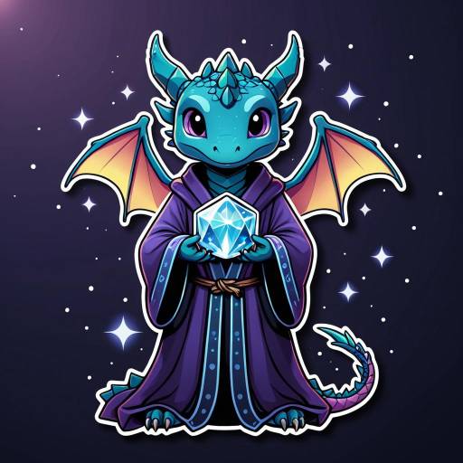 Kawaii Tiny Dragon with Glowing Crystal Sticker