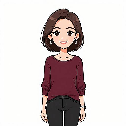 Smiling Woman in Casual Chic Outfit